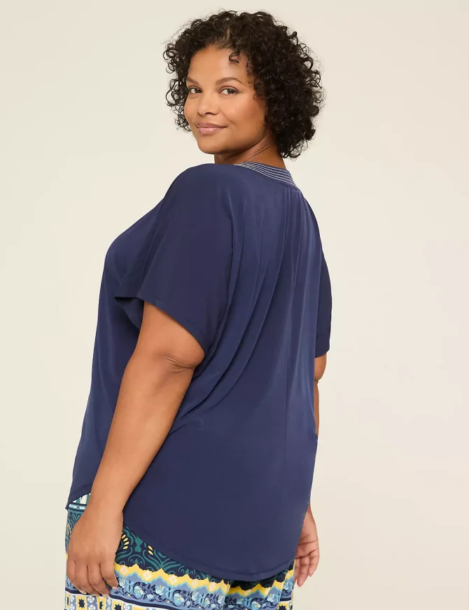 Dolman-Sleeve Notch-Neck Top - Image 2