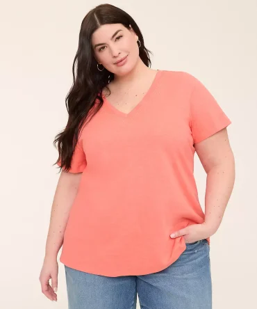 Embroidered V-Neck Tee