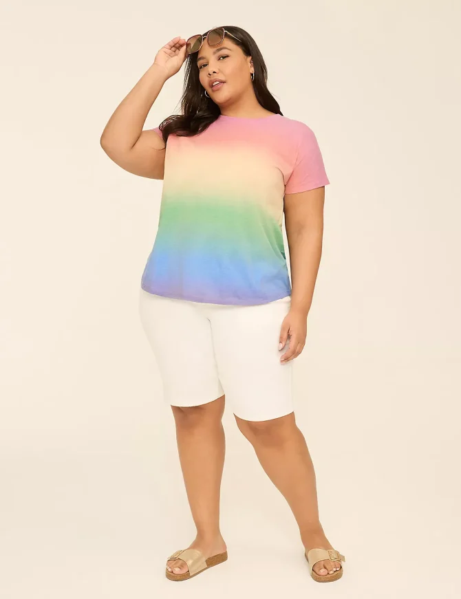 Dolman-Sleeve Rainbow Ombre Graphic Tee - Image 3