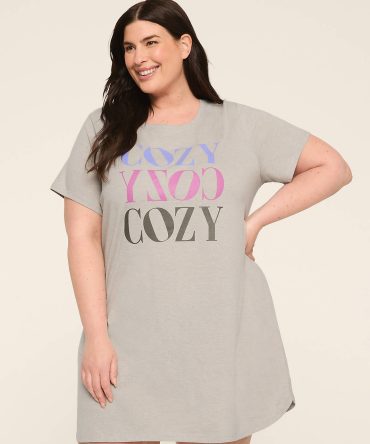 Comfy Cotton Ribbed-Trim Sleepshirt
