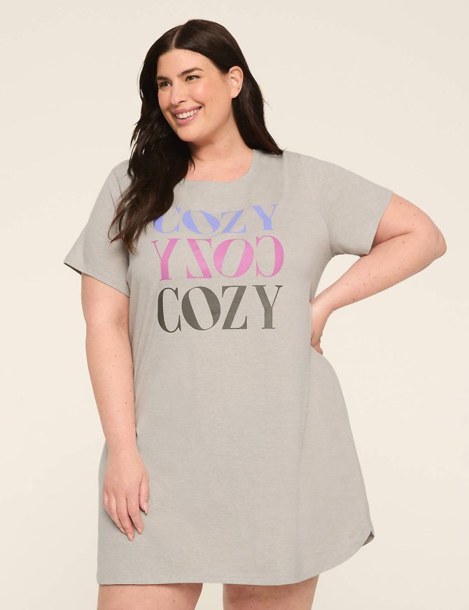 Comfy Cotton Ribbed-Trim Sleepshirt
