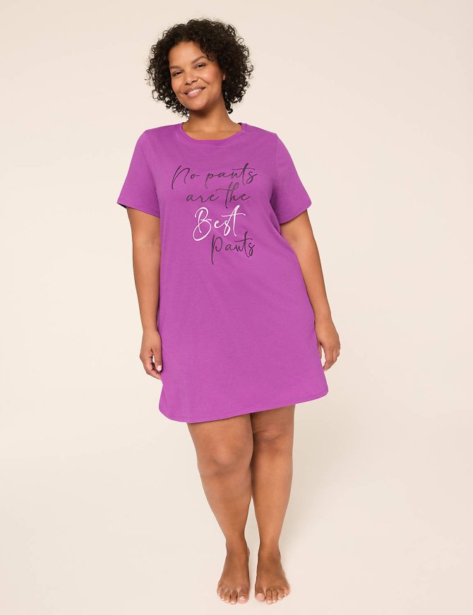 Comfy Cotton Ribbed-Trim Sleepshirt - Image 3