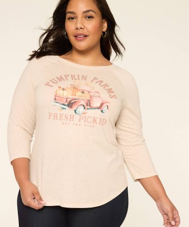 3/4-Sleeve Pumpkin Farm Graphic Tee