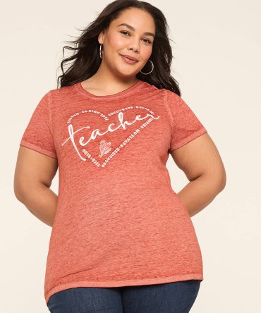 Embroidered Teacher Heart Graphic Tee