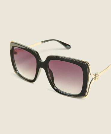 Black Side-Detail Square Sunglasses