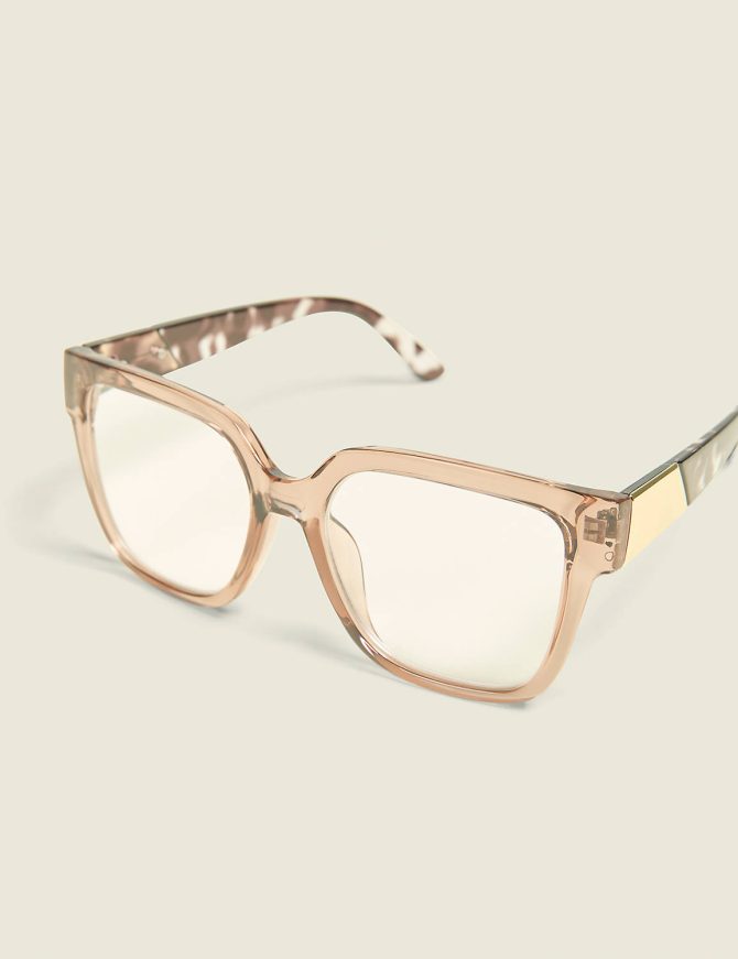 Neutral Side-Detail Square Reading Glasses