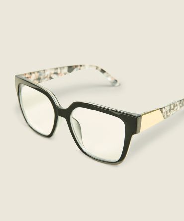 Black Side-Detail Square Reading Glasses