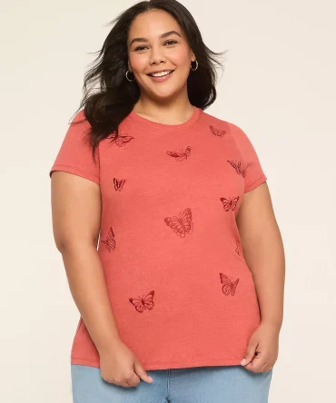 Embroidered Butterfly Graphic Tee