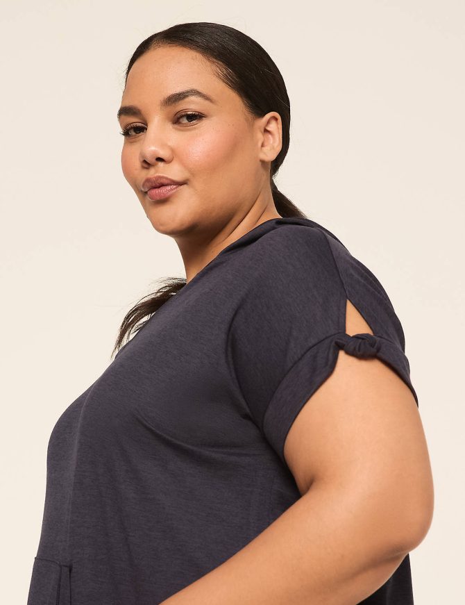 LIVI Soft Hooded Knot-Sleeve Dress - Image 3