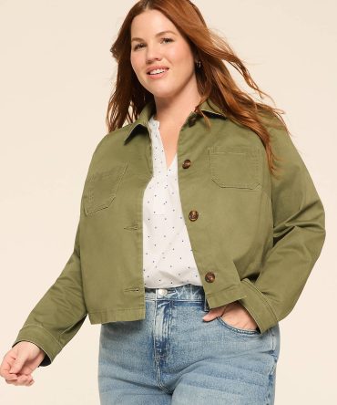 Twill Corduroy-Detail Short Jacket