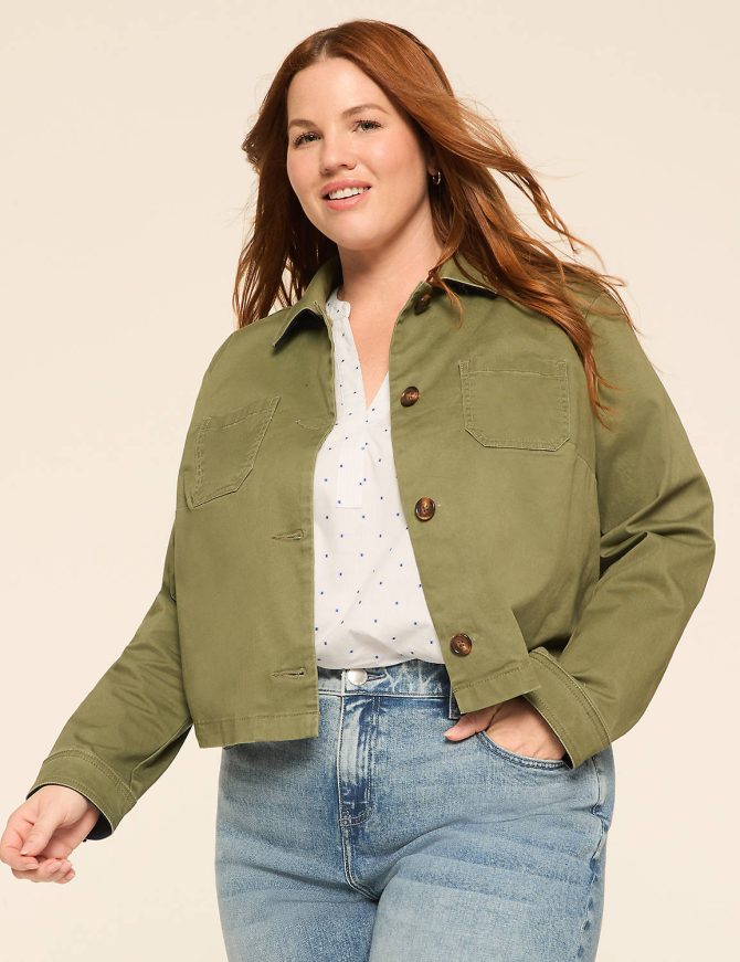 Twill Corduroy-Detail Short Jacket