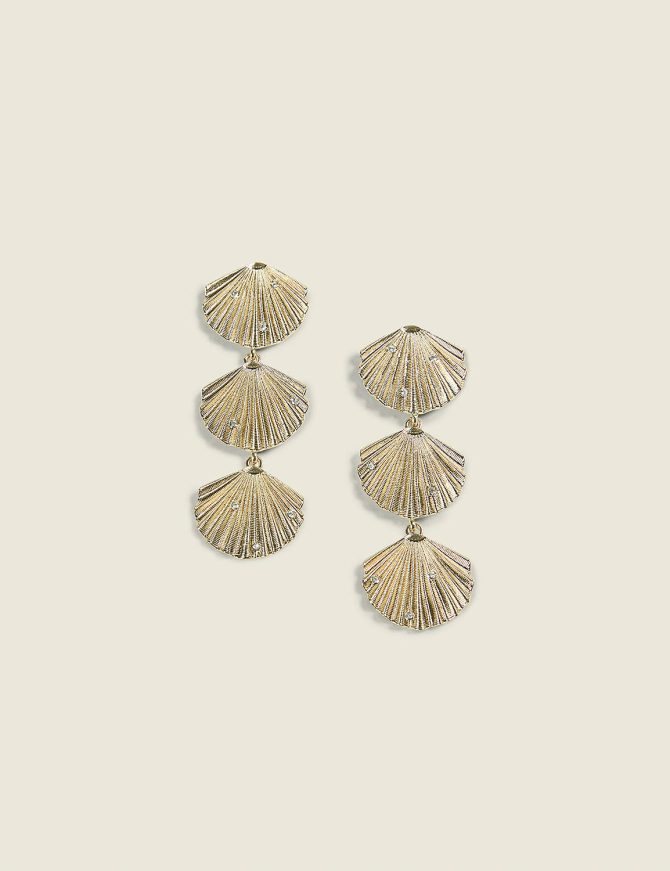 Summer Whimsy Goldtone Shell Drop Earrings