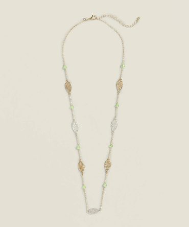 Green Imitation Stone Filigree Necklace