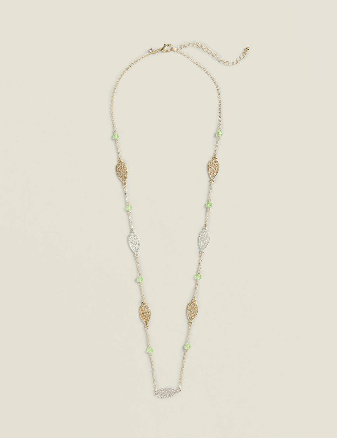 Green Imitation Stone Filigree Necklace