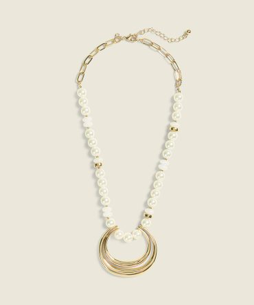 Goldtone & Pearlized Statement Necklace