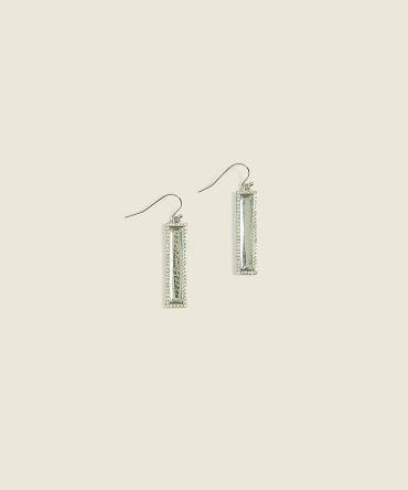 Silvertone Rectangle Drop Earrings