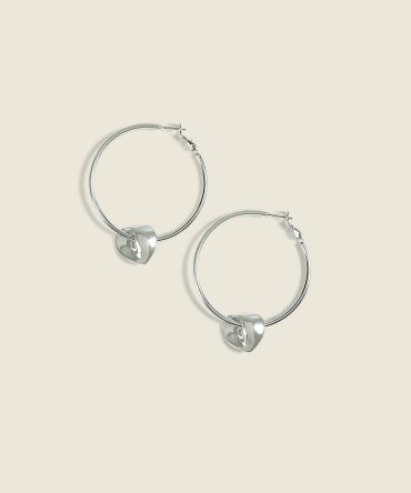Silvertone Heart Hoop Earrings