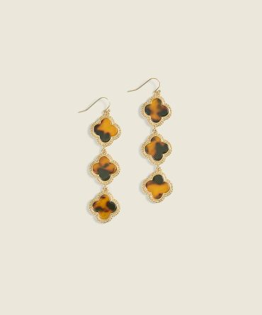 Clover Tortoiseshell Print Drop Earrings