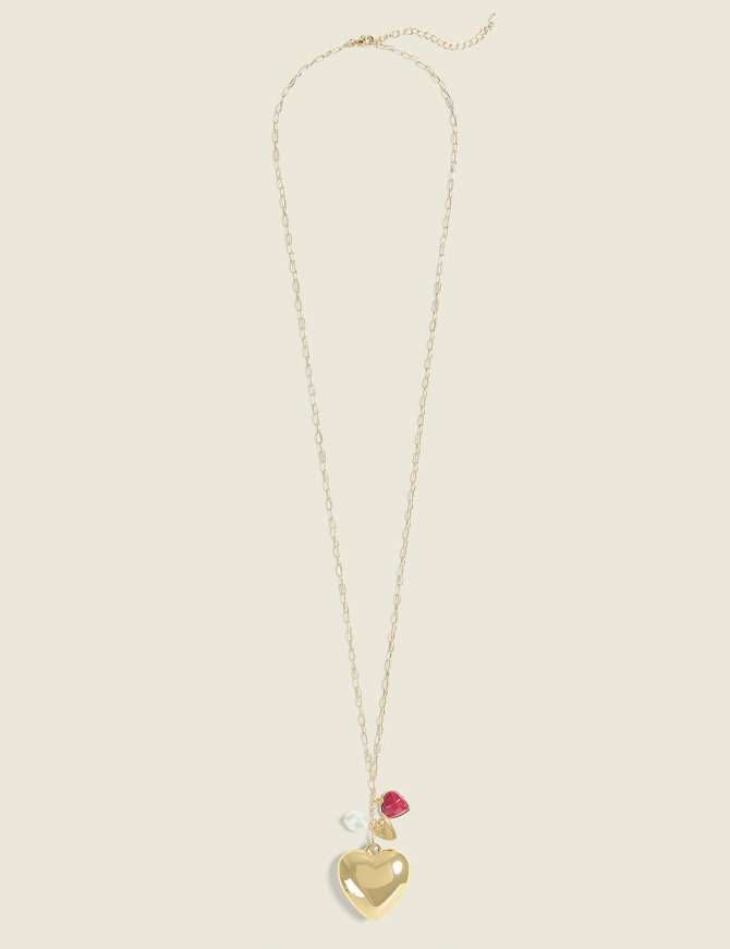 Goldtone Heart & Charms Necklace