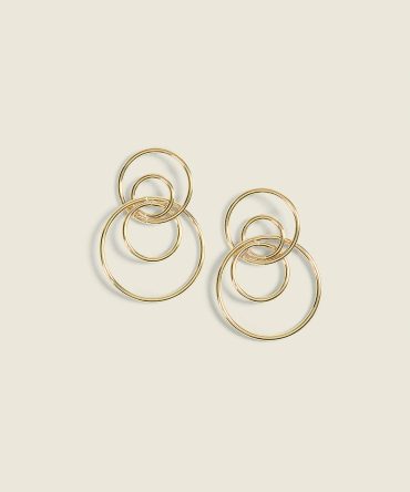 Goldtone Double-Circle Drop Earrings