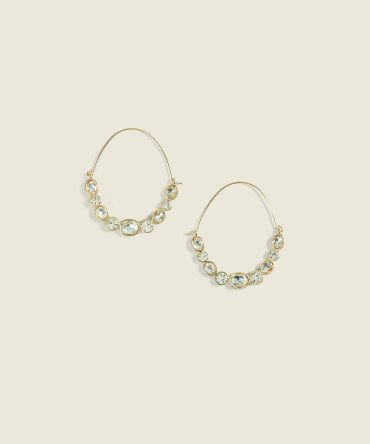 Clear Imitation Stones Goldtone Earrings