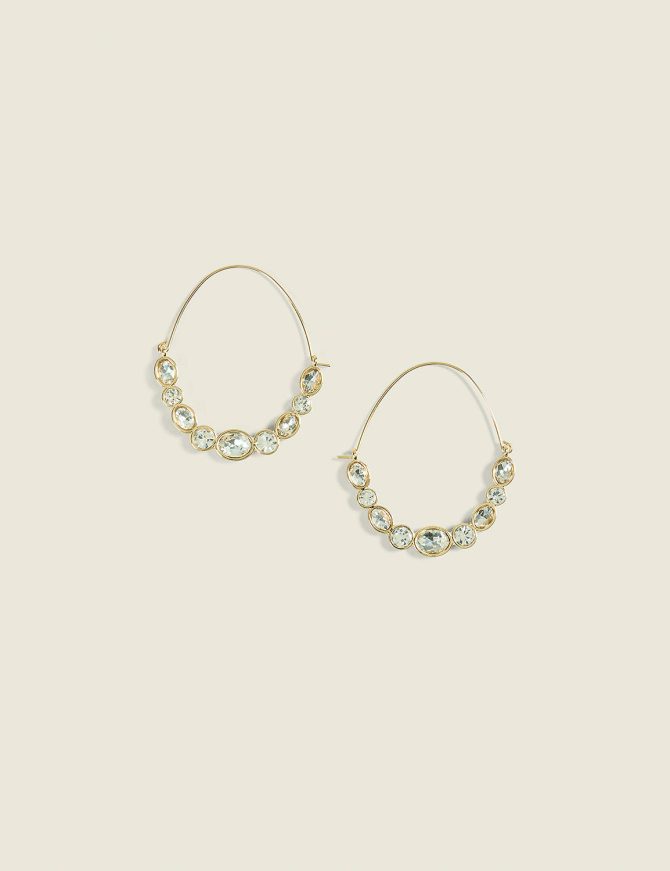 Clear Imitation Stones Goldtone Earrings