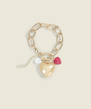 Goldtone Heart Chain Bracelet