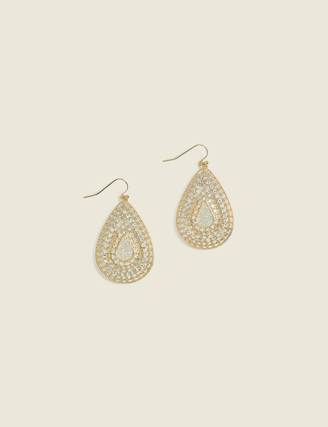Goldtone Filigree Teardrop Earrings