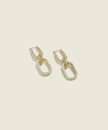 Goldtone Pave Square Drop Earrings