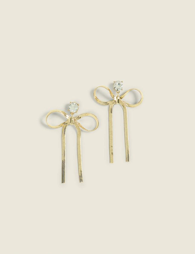 Bow & Sparkle Drop Earrings