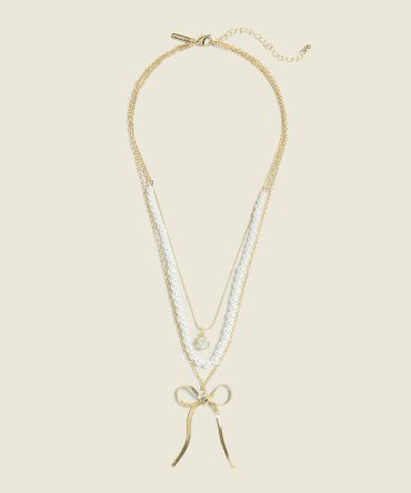 Pearlized & Bow Multi-Row Necklace