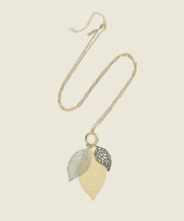 Mixed Metal Leaf Pendant Necklace